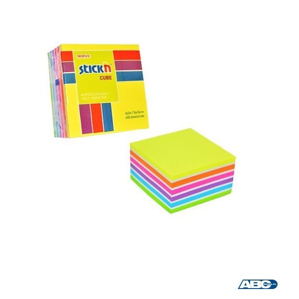 Bloczek STICKN 76x76mm 400k mix neonowy 6 kolorów 21539