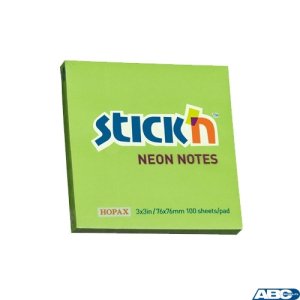 Bloczek STICKN 76x76mm zielony neonowy 100k 21167 STICKN