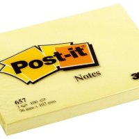 Bloczek samoprzylepny POST-IT (657), 102x76mm, 1x100 kart., żółty (X)