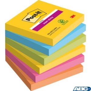 Bloczek samoprzylepny POST-IT Super Sticky,, 76x76mm, 6x90 kart., CARNIVAL