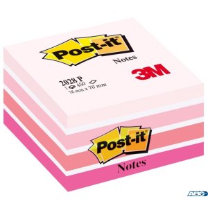 Kostka samoprzylepna POST-IT (2028-P), 76x76mm, 1x450 kart., różowa .