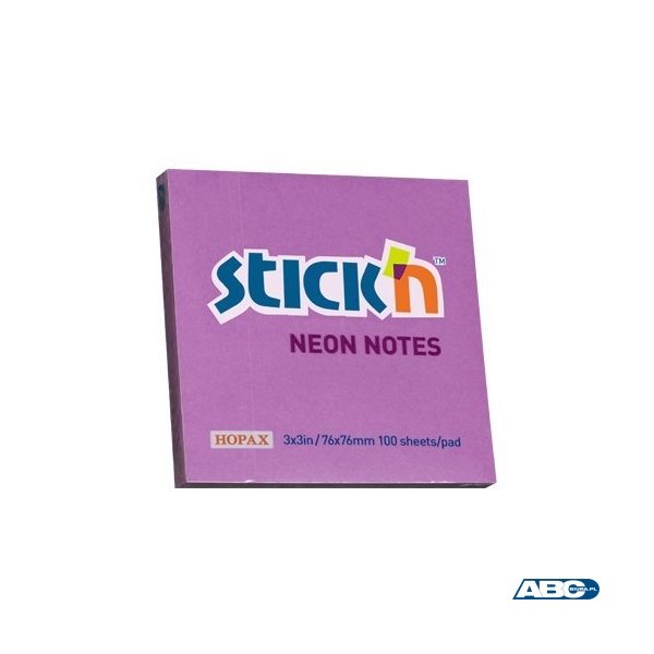 Bloczek STICKN 76x76mm fioletowy neonowy 100k 21210 STICKN