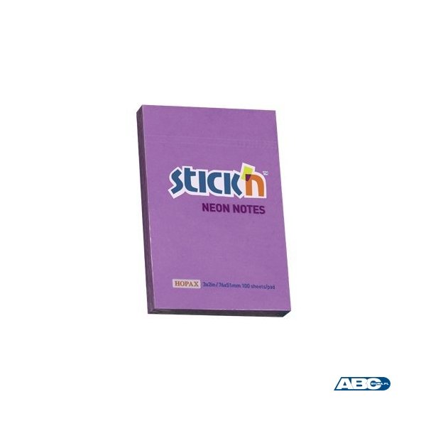 Bloczek STICKN 76X51mm fioletowy neon 100k 21208 STICKN