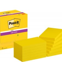 Karteczki samoprzylepne POST-IT® Super Sticky (655-12SSCY-EU), 127x76mm, 12x90 kart., żółte