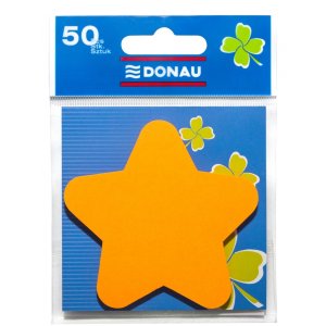 Bloczek samoprzylepny DONAU, 1x50 kart., gwiazdka, zawieszka, pomarańczowy