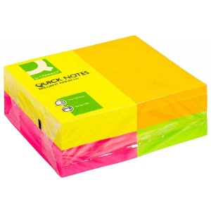 Bloczek samoprzylepny Q-CONNECT Rainbow, 127x76mm, 4x3x100k, neon, mix kolorów
