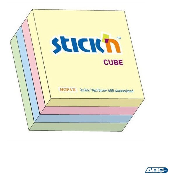 Bloczek STICKN 76x76mm 400k mix 4 kolory pastelowe 21013