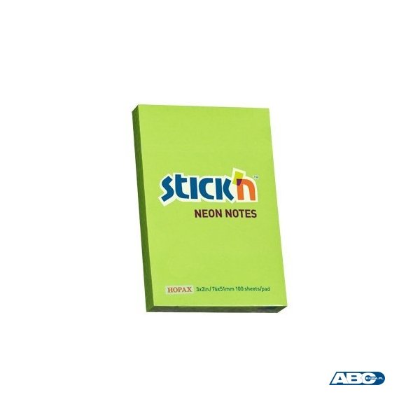 Bloczek STICKN 76x51mm zielony neon 100k 21163 STICKN