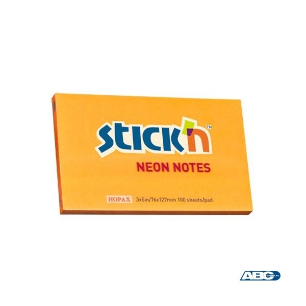 Bloczek STICKN 127x76mm pomarańczowy neonowy 100k 21168 STICKN