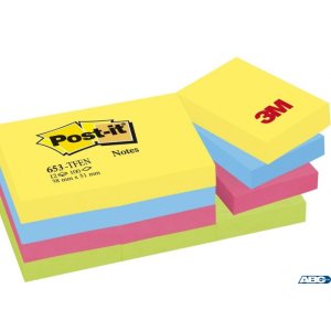 Bloczek samoprzylepny POST-IT (653-TFEN), 38x51mm, 12x100 kart., ENERGETIC