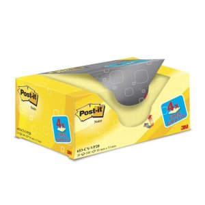 Karteczki samoprzylepne POST-IT® (653CY-VP20), 38x51mm, (16 + 4)x100 kart., żółte, 4 bloczki GRATIS