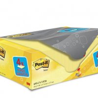 Karteczki samoprzylepne POST-IT® (655CY-VP20), 127x76mm, (16+4)x100 kart., żółte, 4 bloczki GRATIS