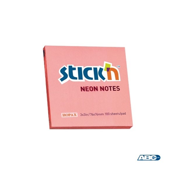 Bloczek STICKN 76x76mm różowy neonowy 100k 21166 STICKN