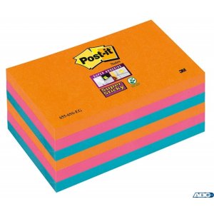 Bloczek samoprzylepny POST-IT_ Super Sticky (655-6SS-EG), 127x76xmm, 6x90 kart., promienne kolory