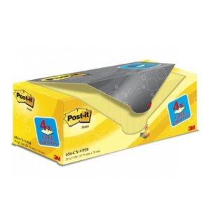 Karteczki samoprzylepne POST-IT® (654CY-VP20), 76x76mm, (16 + 4)x100 kart., żółte, 4 bloczki GRATIS