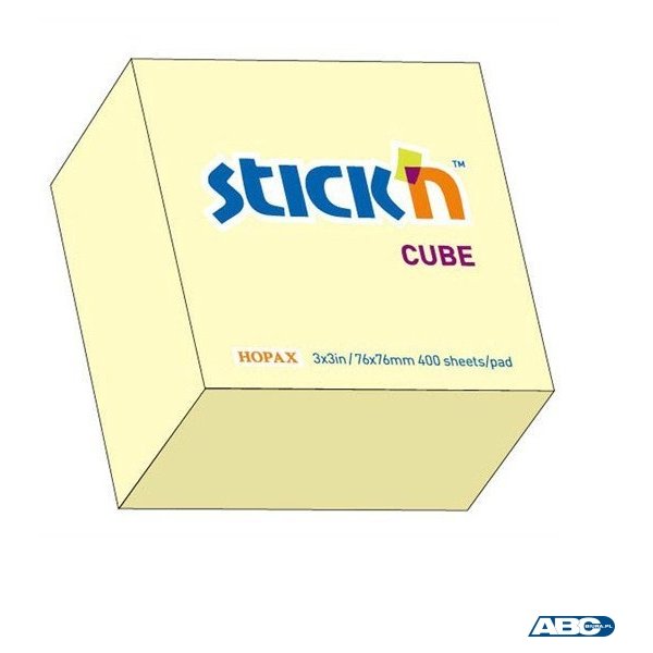 Bloczek STICKN 76x76mm 400k żółty pastelowy 21072