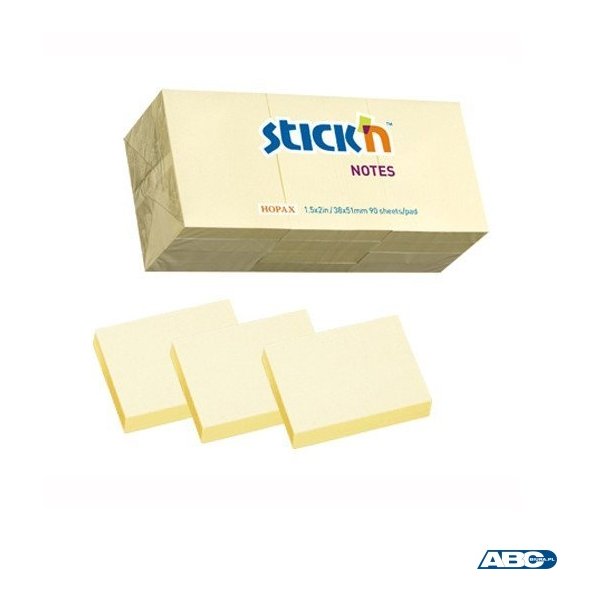 Bloczki STICKN 38x51mm żółty pastele 12bloczków x 100 kartek 21530