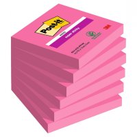 Karteczki samoprzylepne Post-it® Super Sticky (654-6SS-PNK), 76x76mm, 6x90 kart., fuksja