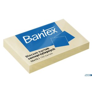Bloczek samoprzylepne 50x75mm, 100 kartek, żółty BANTEX 400086385