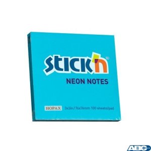 Bloczek STICKN 76x76mm niebieski neonowy 100k 21209 STICKN