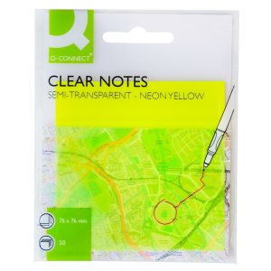 Bloczek samoprzylepny Q-CONNECT, półprzezroczysty, 76x76mm, 50k., żółty