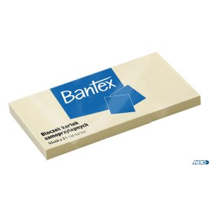 Bloczek samoprzylepne 50x40mm x 3, 100 kartek, żółty BANTEX 400086386