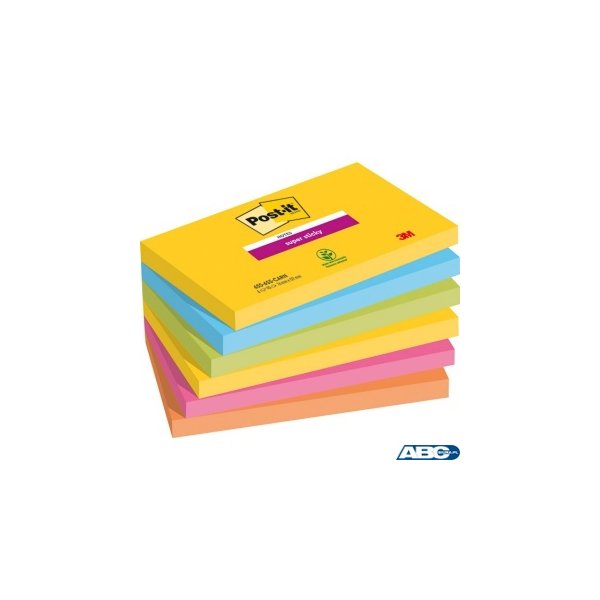 Bloczek samoprzylepny POST-IT Super sticky, 127x76mm, 6x90 kart., CARNIVAL