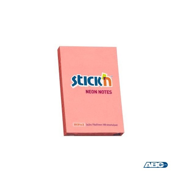 Bloczek STICKN 76x51mm różowy neon 100k 21162 STICKN