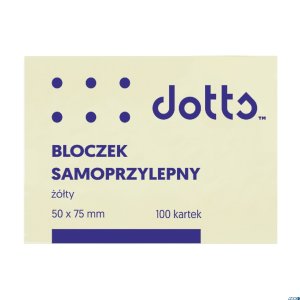 Bloczek samoprzylepny DOTTS 50x75 żółty 100 kartek (NS50 / 75 / D)