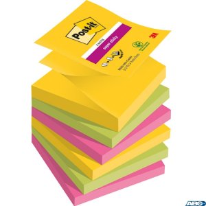 Bloczek samoprzylepny POST-IT Super sticky Z-Notes, 76x76mm, 6x90 kart., CARNIVAL