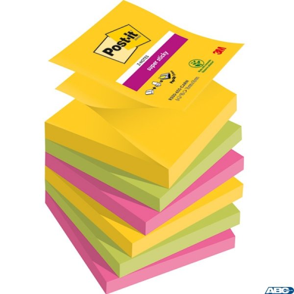 Bloczek samoprzylepny POST-IT Super sticky Z-Notes, 76x76mm, 6x90 kart., CARNIVAL