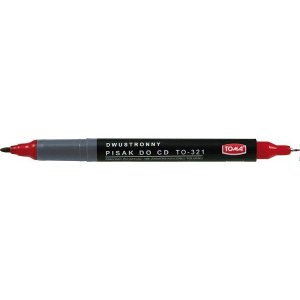 Pisak do CD, 2-stronny, końcówki cienkie 0,5 i 0,8mm, czerwony TO-321 Toma