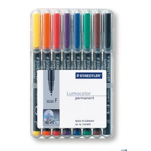 Foliopis Lumocolor, F, wodoodporny, zestaw 8 kol.  (1, 2, 3, 4, 5, 6, 7, 9) w etui box, Staedtler S 318 WP8