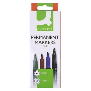 Marker do płyt CD / DVD Q-CONNECT, 1mm (linia), 4 szt., zawieszka, mix kolorów