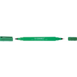 Marker do płyt CD / DVD Q-CONNECT, Dual, 0,4mm i 1 mm (linia), zielony