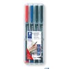 Foliopis Lumocolor, F, wodoodporny, zestaw 3 + 1 gratis 3 kol. (2, 3, 9) w etui box, Staedtler S 318 WP4P