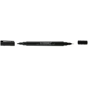 Marker do płyt CD / DVD Q-CONNECT, Dual, 0,4mm i 1 mm (linia), czarny