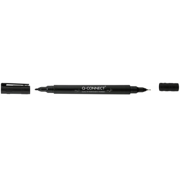 Marker do płyt CD/DVD Q-CONNECT, Dual, 0,4mm i 1 mm (linia), czarny