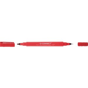 Marker do płyt CD / DVD Q-CONNECT, Dual, 0,4mm i 1 mm (linia), czerwony