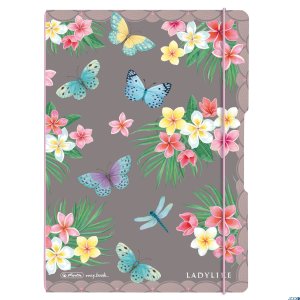 Notatnik A4 2x40 kartek linnia / kratka PP flex ladylike butterflies 50044337 Herlitz