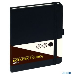 Notatnik GRAND z gumką A5 / 80 kartek, 80g / kratka, okładka czarna, 150-1381