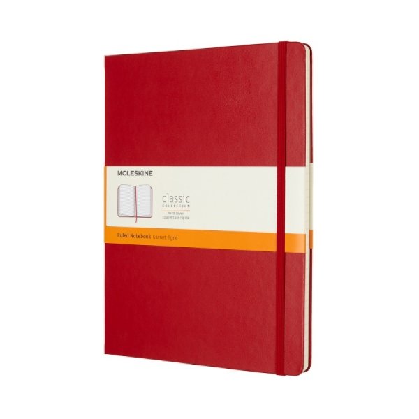 Notes MOLESKINE Classic XL (19x25 cm) w linie, twarda oprawa, 192 strony, czerwony