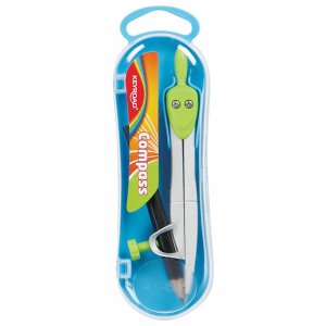 Cyrkiel KEYROAD Smart, metalowy, w etui z ołówkiem, pakowane na displayu, mix kolorów