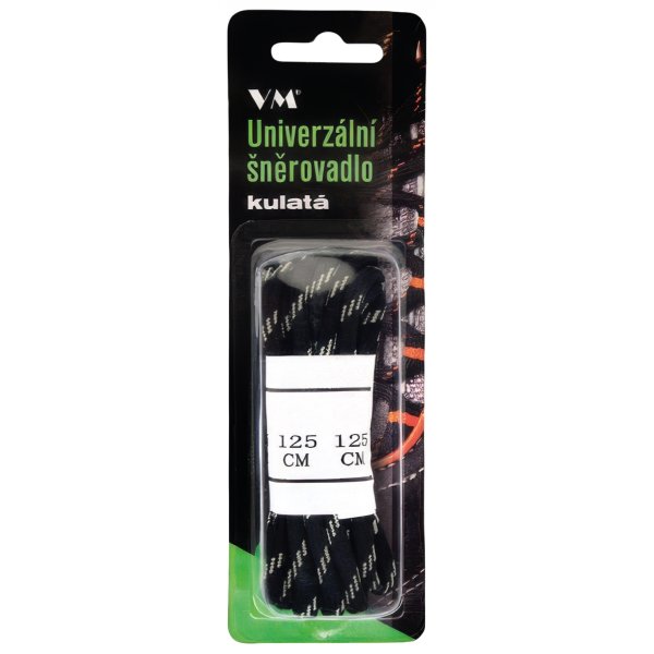 Sznurowadła VM FOOTWEAR, okrągłe, 125 cm, czarno-szare