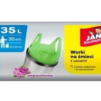 Worki na śmieci JAN NIEZBĘDNY, HDPE, t-shirt, 35l, 30szt., zielone