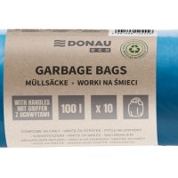 Worki na śmieci DONAU ECO, z uchwytami Knoties, 100l, 10 szt., niebieskie