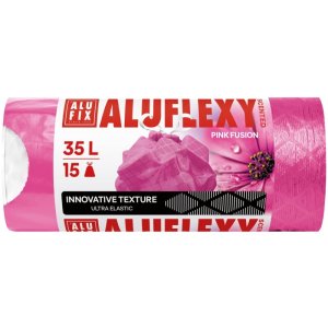 Worki na śmieci ALUFIX Aluflexy, zapach, LDPE, 35l, 15 szt., różowe