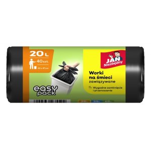 Worki na śmieci JAN NIEZBĘDNY HD Easy-Pack, 20l, 40szt., czarne