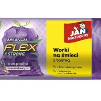 Worki na śmieci JAN NIEZBĘDNY, magnum flex, z taśmą, 60l, 8szt., lawendowe