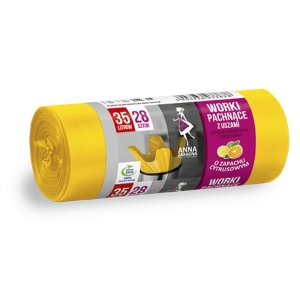 Worki na śmieci z uszami ANNA ZARADNA, zapach cytrusów, 35 l, 28 szt., żółty